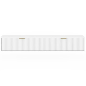 Meuble TV suspendu Arlo effet lattes blanc 180cm