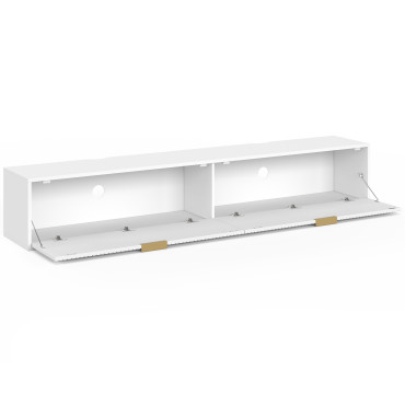 Meuble TV suspendu Arlo effet lattes blanc 180cm