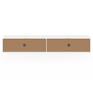 Meuble TV suspendu Arlo effet lattes blanc 180cm