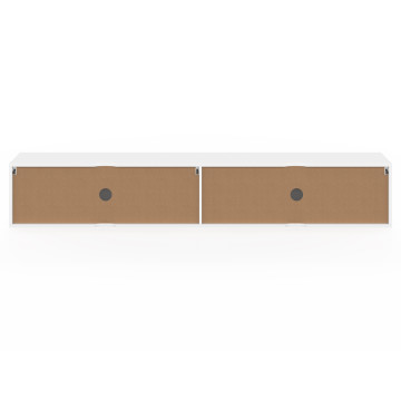Meuble TV suspendu Arlo effet lattes blanc 180cm