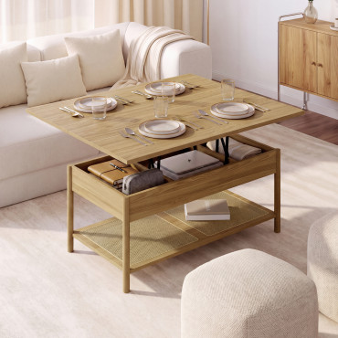 Table basse relevable dépliante Erin cannage