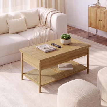 Table basse relevable dépliante Erin cannage