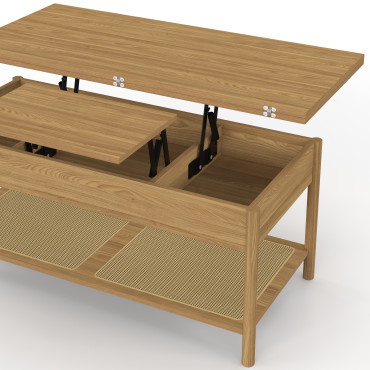 Table basse relevable dépliante Erin cannage