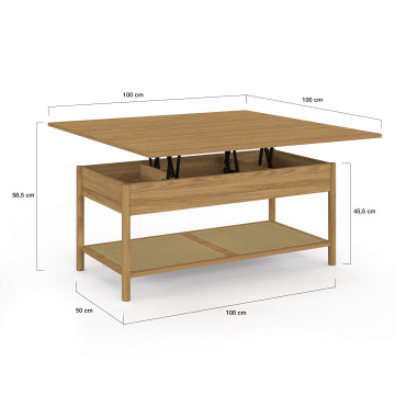 Table basse relevable dépliante Erin cannage