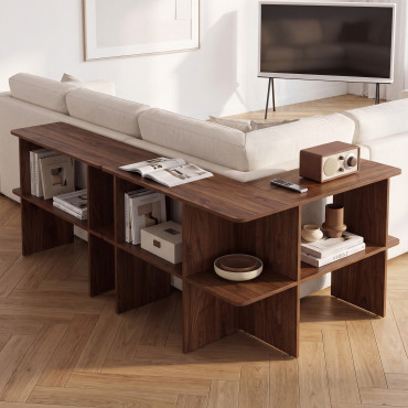 Etagère dos de canapé Cisano effet noyer