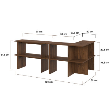 Etagère dos de canapé Cisano effet noyer