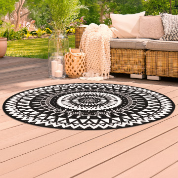 Tapis extérieur Maori Ø150cm noir
