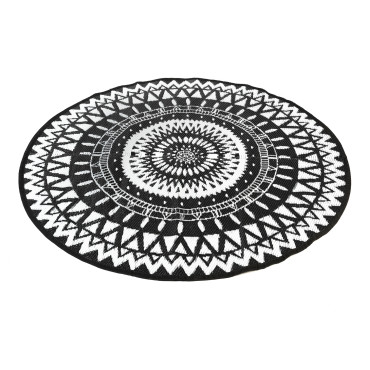 Tapis extérieur Maori Ø150cm noir