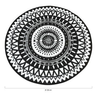 Tapis extérieur Maori Ø150cm noir