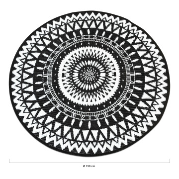 Tapis extérieur Maori Ø150cm noir