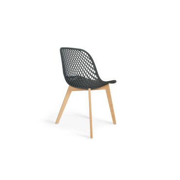 Chaises Maëlle ajourées mix couleurs (blanc, gris, noir et bleu canard) - lot de 4
