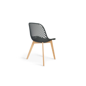 Chaises Maëlle ajourées mix couleurs (blanc, gris, noir et bleu canard) - lot de 4