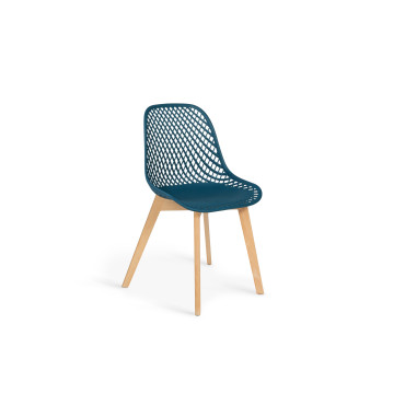 Chaises Maëlle ajourées mix couleurs (blanc, gris, noir et bleu canard) - lot de 4