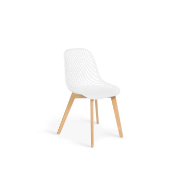 Chaises Maëlle ajourées mix couleurs (blanc, gris, noir et bleu canard) - lot de 4