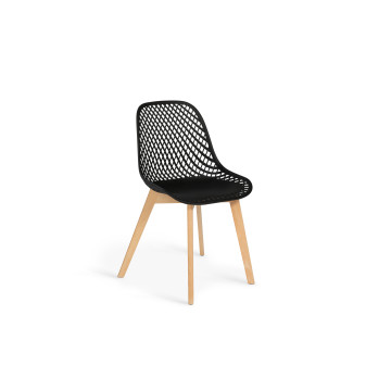 Chaises Maëlle ajourées mix couleurs (blanc, gris, noir et bleu canard) - lot de 4