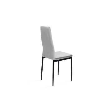Chaises Jade en velours gris clair et pieds noirs - lot de 6