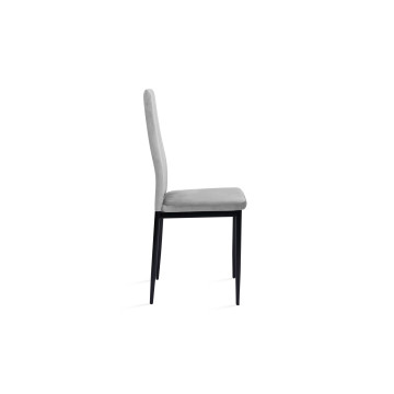 Chaises Jade en velours gris clair et pieds noirs - lot de 6
