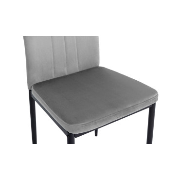 Chaises Jade en velours gris clair et pieds noirs - lot de 6
