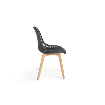 Chaises Maëlle assise ajourée mix de couleurs :  1x blanc, 1x gris foncé, 1x gris clair et 1x bleu canard - lot de 4