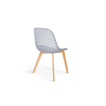 Chaises Maëlle assise ajourée mix de couleurs :  1x blanc, 1x gris foncé, 1x gris clair et 1x bleu canard - lot de 4
