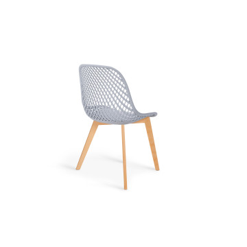 Chaises Maëlle assise ajourée mix de couleurs :  1x blanc, 1x gris foncé, 1x gris clair et 1x bleu canard - lot de 4