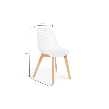 Chaises Maëlle assise ajourée mix de couleurs :  1x blanc, 1x gris foncé, 1x gris clair et 1x bleu canard - lot de 4