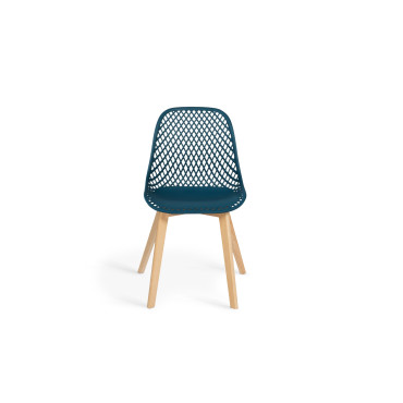 Chaises Maëlle assise ajourée mix de couleurs :  1x blanc, 1x gris foncé, 1x gris clair et 1x bleu canard - lot de 4