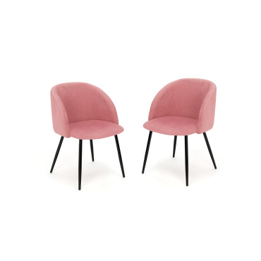 Chaises Nina velours rose pieds noirs - lot de 2