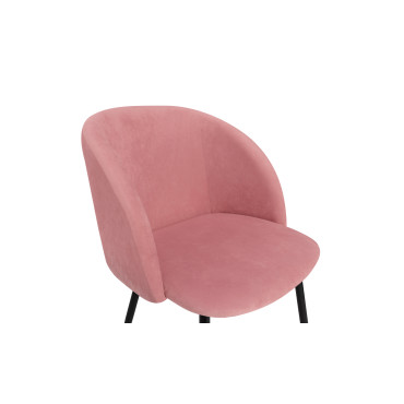 Chaises Nina velours rose pieds noirs - lot de 2