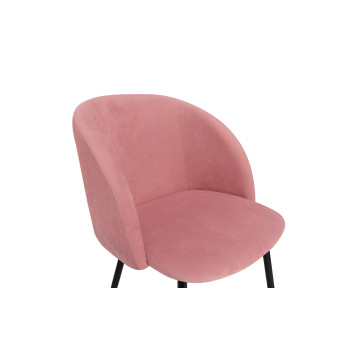 Chaises Nina velours rose pieds noirs - lot de 2
