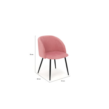 Chaises Nina velours rose pieds noirs - lot de 2