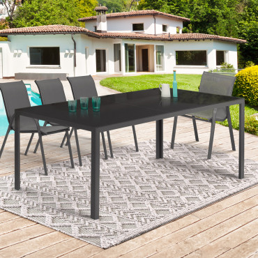 Table de jardin Majorca 190cm verre trempé