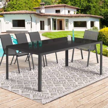 Table de jardin Majorca 190cm verre trempé