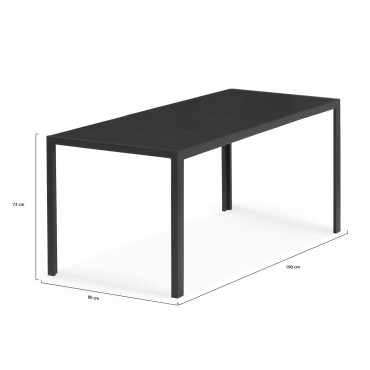 Table de jardin Majorca 190cm verre trempé