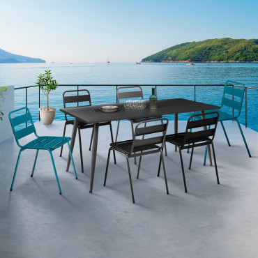 Chaises de jardin empilables en acier gris