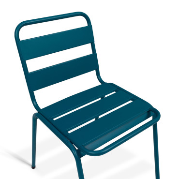 Chaises de jardin empilables en acier gris, noir et bleu - lot de 6