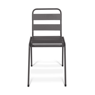 Chaises de jardin empilables en acier gris, noir et bleu - lot de 6