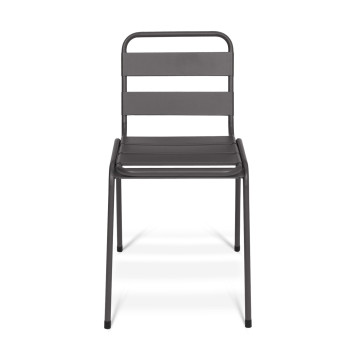 Chaises de jardin empilables en acier gris, noir et bleu - lot de 6