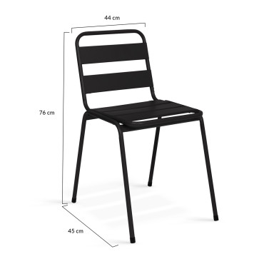 Chaises de jardin empilables en acier gris, noir et bleu - lot de 6