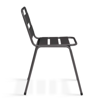 Chaises de jardin empilables en acier gris, noir et bleu - lot de 6