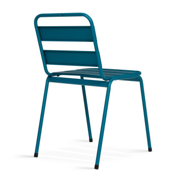 Chaises de jardin empilables en acier gris, noir et bleu - lot de 6