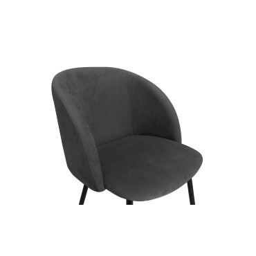 Chaises Nina velours gris pieds noirs- lot de 2