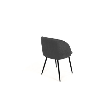Chaises Nina velours gris pieds noirs- lot de 2