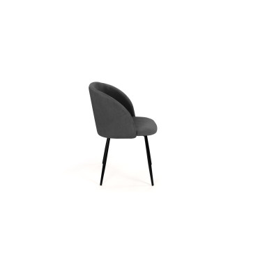 Chaises Nina velours gris pieds noirs- lot de 2