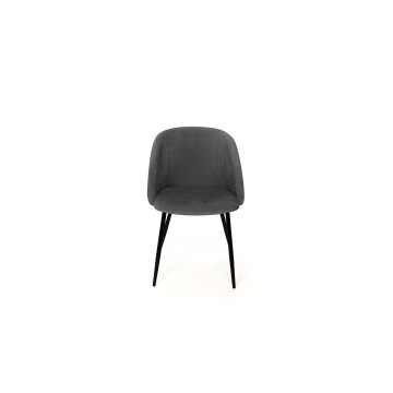 Chaises Nina velours gris pieds noirs- lot de 2
