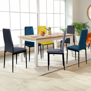 Chaises Jade velours mix couleurs (bleu