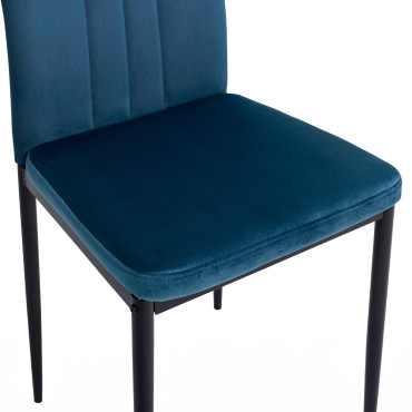 Chaises Jade velours mix couleurs (bleu, gris et jaune) - lot de 6