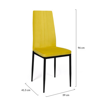 Chaises Jade velours mix couleurs (bleu, gris et jaune) - lot de 6