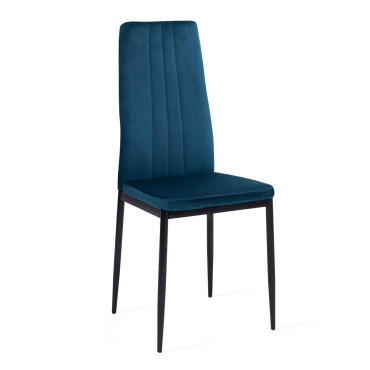 Chaises Jade velours mix couleurs (bleu, gris et jaune) - lot de 6