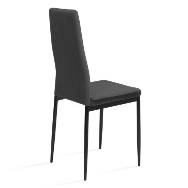 Chaises Jade velours mix couleurs (bleu, gris et jaune) - lot de 6